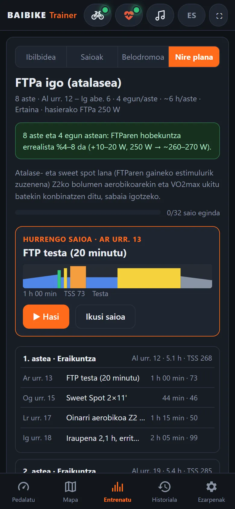 FTPa igotzeko 8 asteko entrenamendu-plana