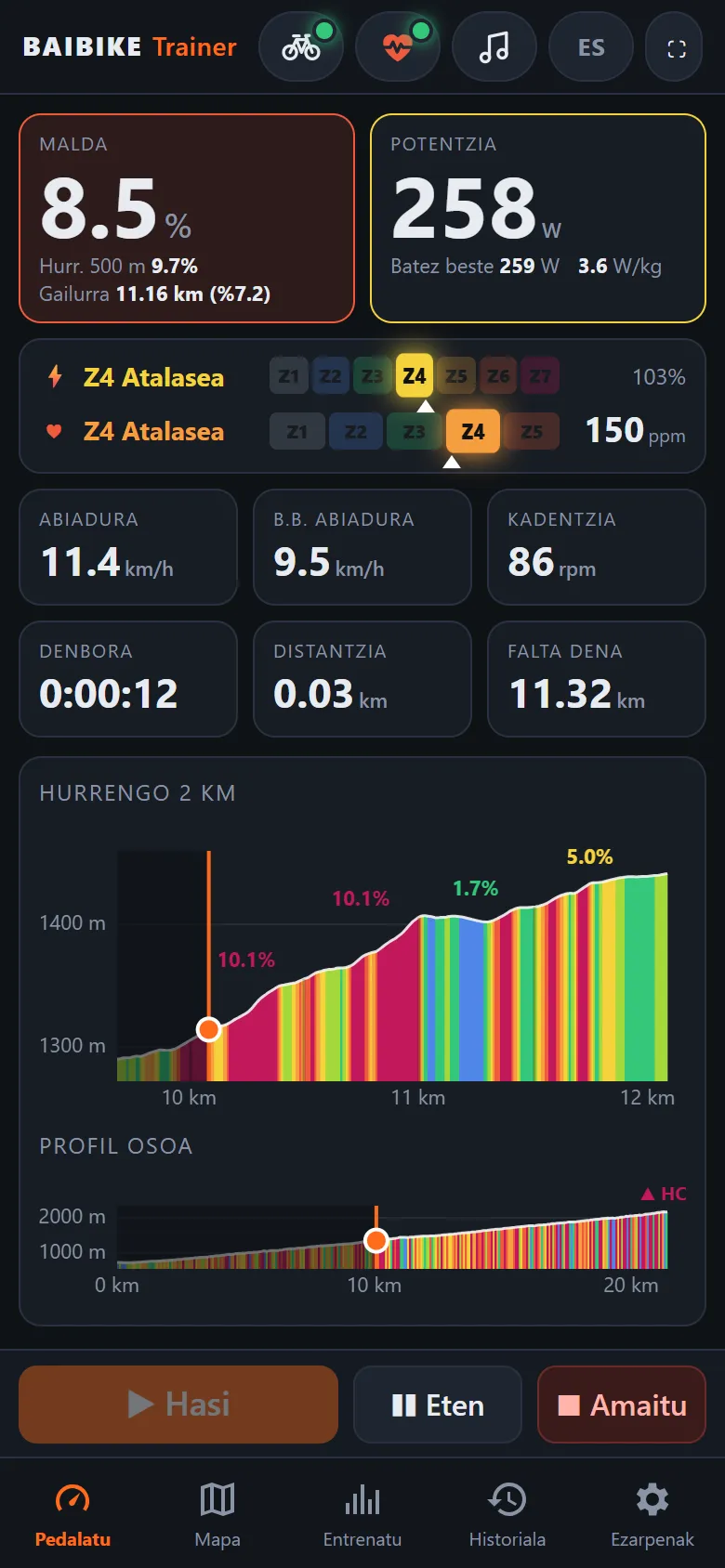 baibiketrainer mugikorrean igoera batean